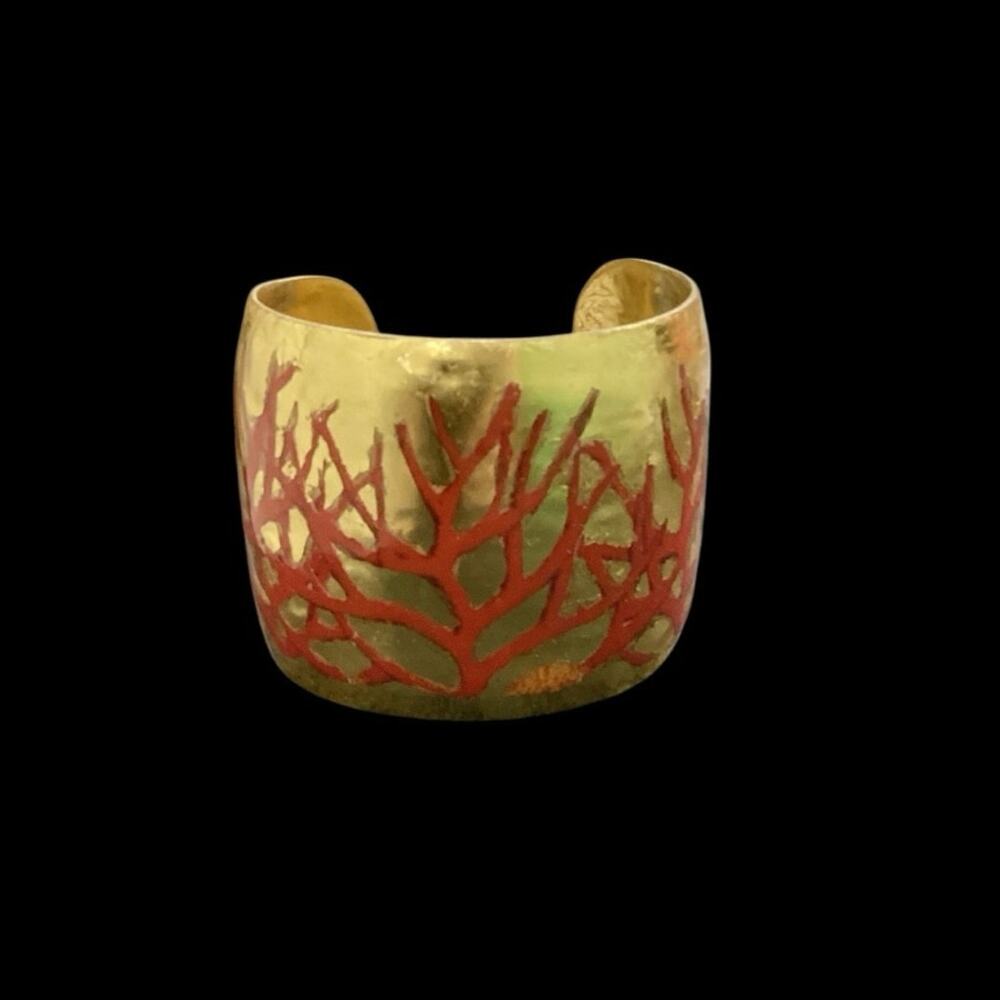 Evocateur Bracelet 22K Gold Leaf With Red Design